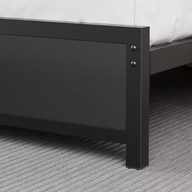 Full Size Bed Frame with Bookcase Headboard, Full Platform Bed with 2-tier Storage Charging Station, No Box Spring Needed Easy AssembleBlack