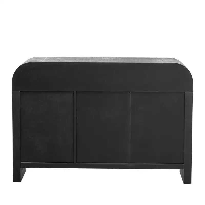 Retro Curved Sideboard with Gold Handles Adjustable Divides for Living Room Dining Room Antique Black