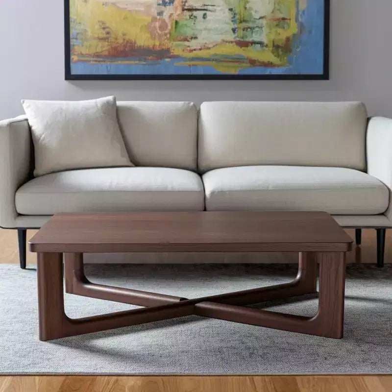 50 Walnut Solid Wood Cross Legs Coffee Table