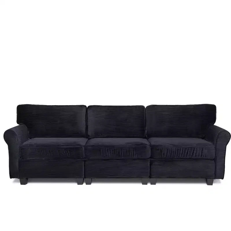 Corduroy 3-Seater Sofa with Removable Cushions and Ergonomic Armrests