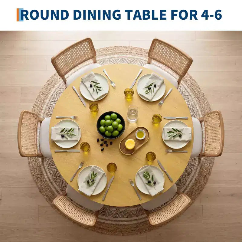 43'' Round Dining Table for 4-6 People, Wooden Kitchen Table with Pedestal Base, Farmhouse Circle Table for Living Room Apartment (Only Table), Walnut