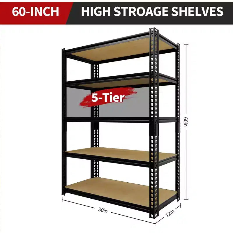 29. 5 W 5-Tier Metal Storage Rack, Heavy Duty Adjustable Garage Shelving Unit, 2000 lb Capacity Utility Organizer Shelf