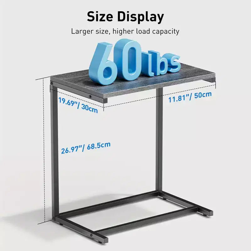 End Table, Side Table for Couch Slide Under, C Table Sofa Side End Table for Living Room, Suitable for Living Rooms, Bedrooms, Sofas, And Offices.