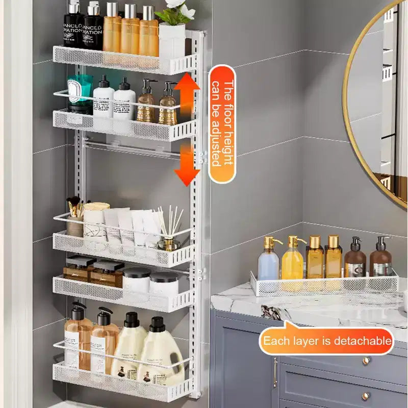 6-Tier Over The Door Organizer, Adjustable Hanging Spice Rack, Wall/Door Mount for Pantry/Laundry