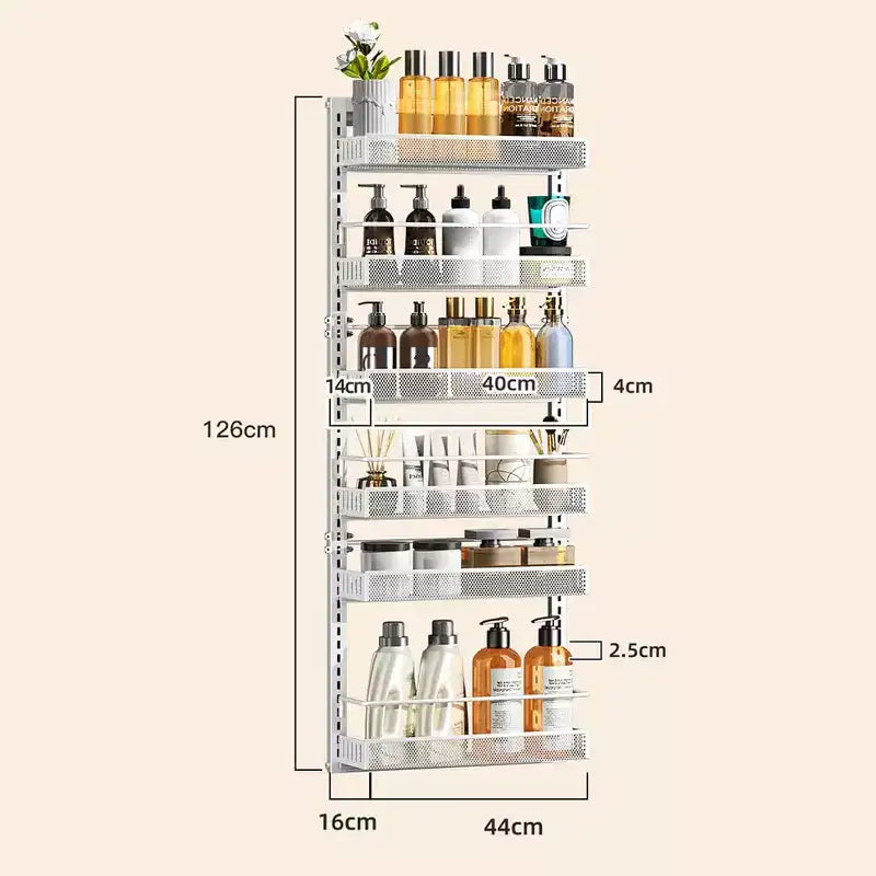 6-Tier Over The Door Organizer, Adjustable Hanging Spice Rack, Wall/Door Mount for Pantry/Laundry