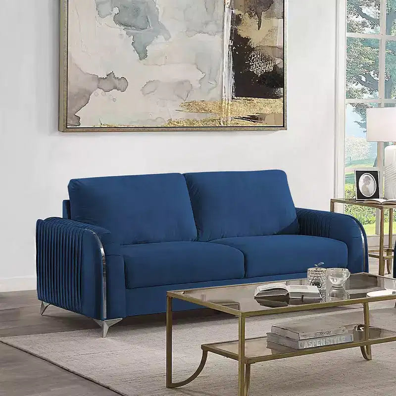 79" Sofa Blue Velvet