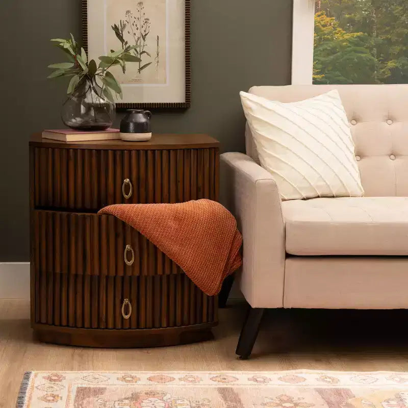 3 Drawer Nightstand Walnut