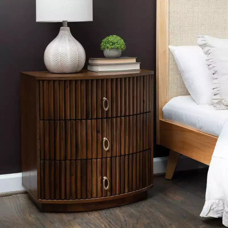 3 Drawer Nightstand Walnut