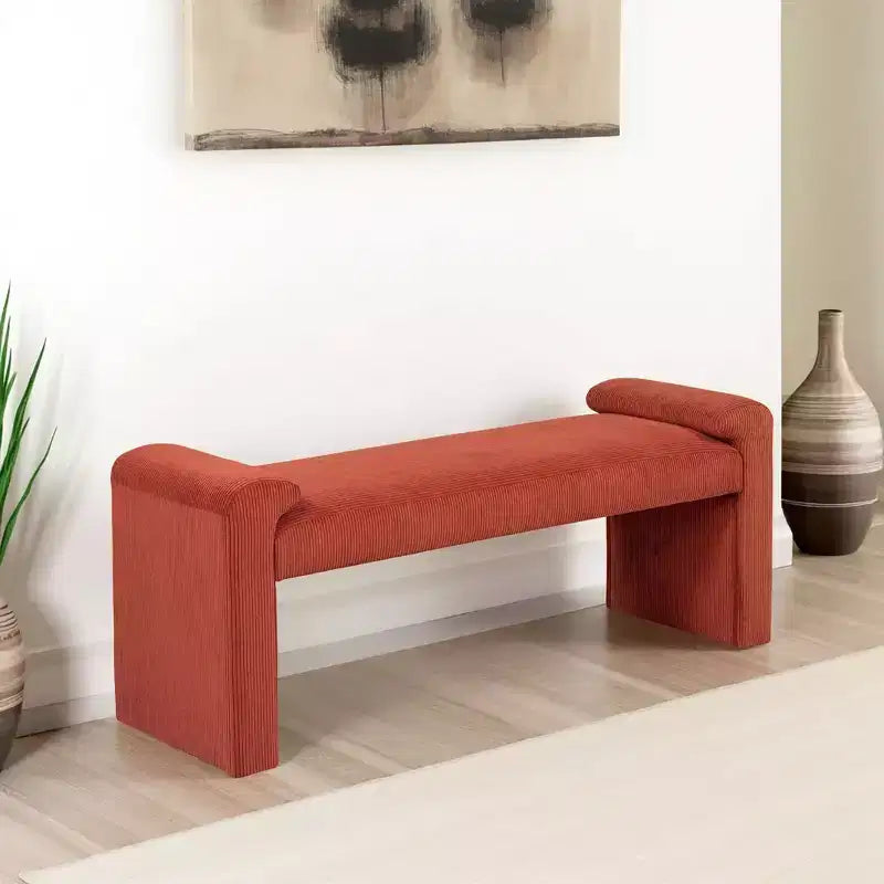 Upholstered Bench Rust Corduroy