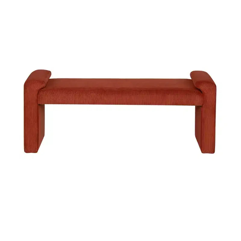 Upholstered Bench Rust Corduroy