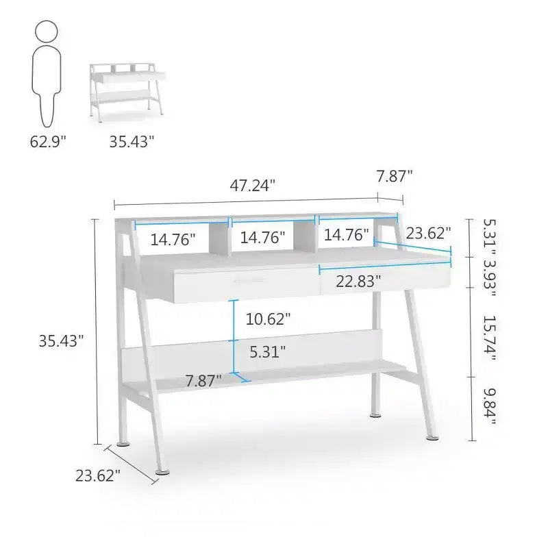 47" Modern Computer Desk White