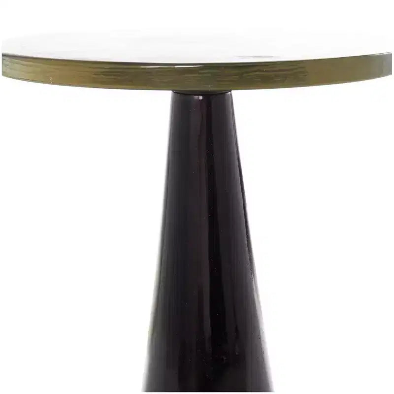 Olivia & May 22" Aluminum Geometric Cone Accent Table with Textured Glass Tabletop