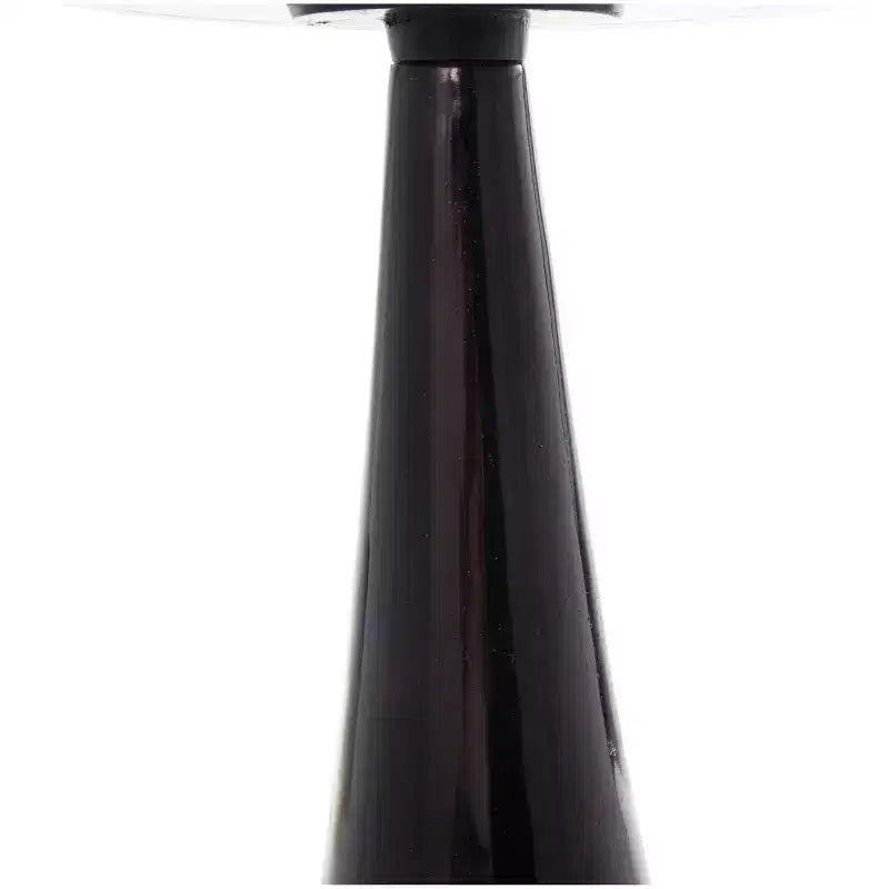 Olivia & May 22" Aluminum Geometric Cone Accent Table with Textured Glass Tabletop
