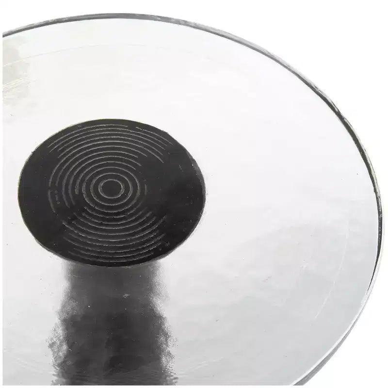 Olivia & May 22" Aluminum Geometric Cone Accent Table with Textured Glass Tabletop