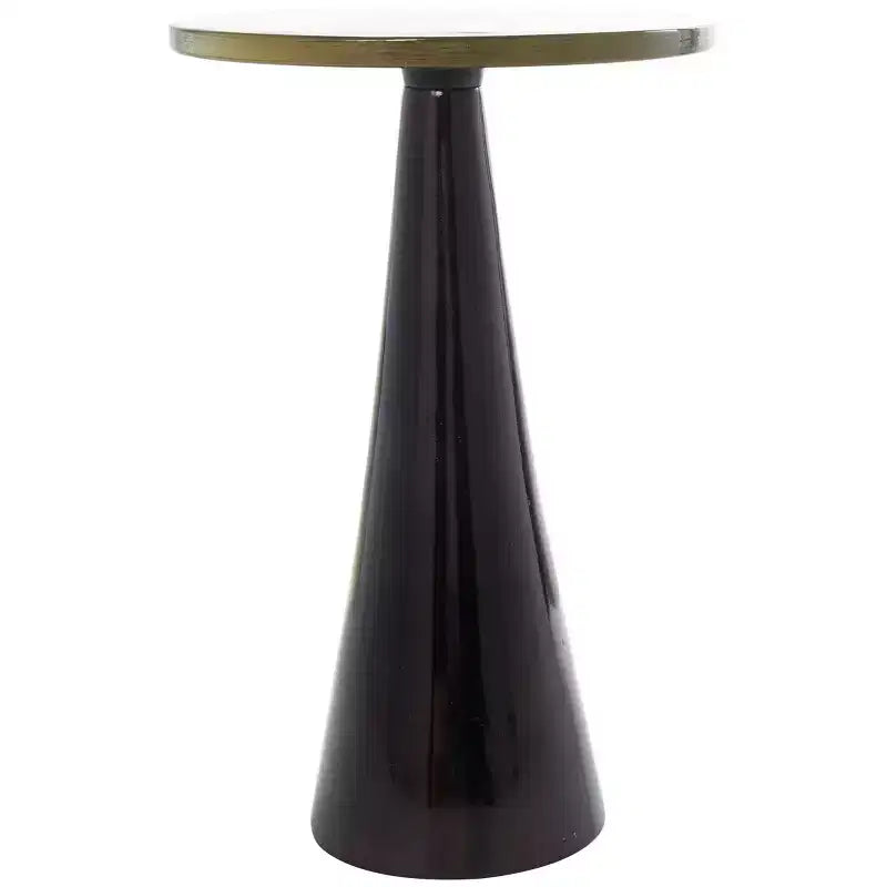 Olivia & May 22" Aluminum Geometric Cone Accent Table with Textured Glass Tabletop
