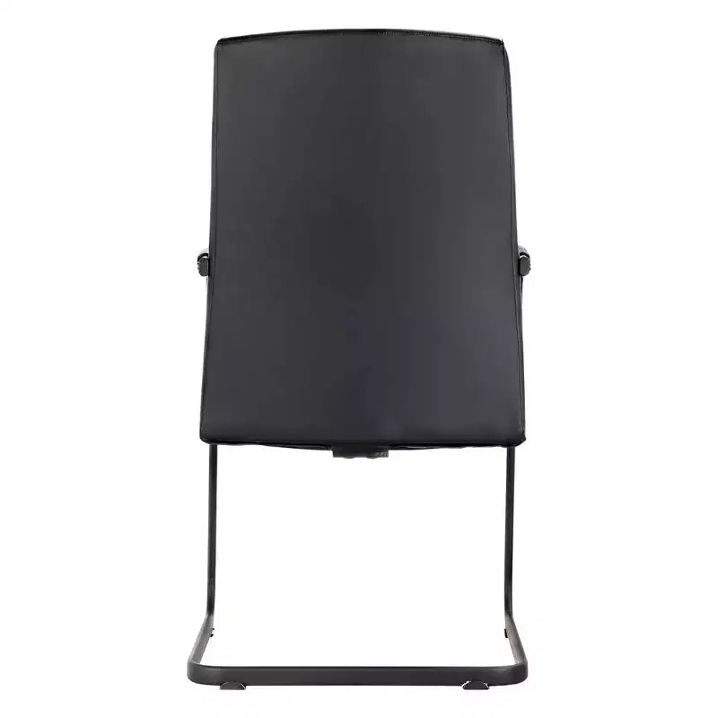 Modern Black Faux Leather Office Chair Sturdy Sled Base Ergonomic Desk Guest Seating