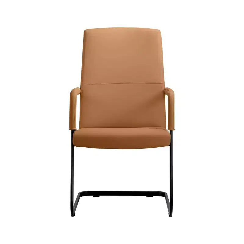 Modern Black Faux Leather Office Chair Sturdy Sled Base Ergonomic Desk Guest Seating