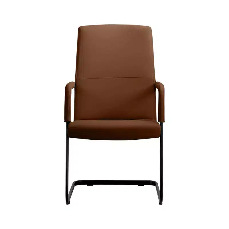 Modern Black Faux Leather Office Chair Sturdy Sled Base Ergonomic Desk Guest Seating