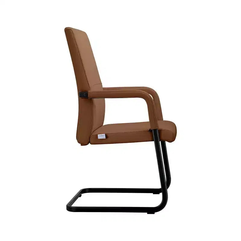 Modern Black Faux Leather Office Chair Sturdy Sled Base Ergonomic Desk Guest Seating