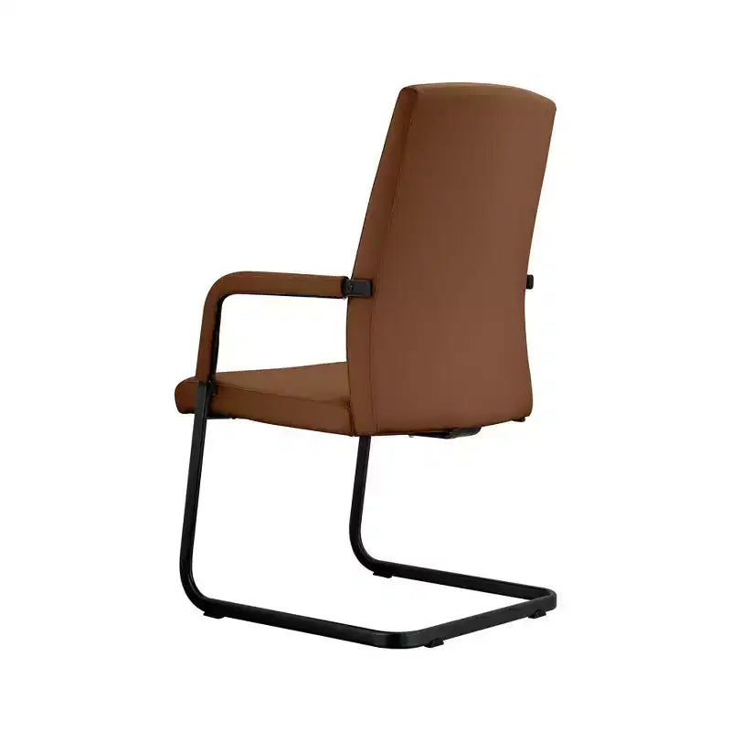 Modern Black Faux Leather Office Chair Sturdy Sled Base Ergonomic Desk Guest Seating