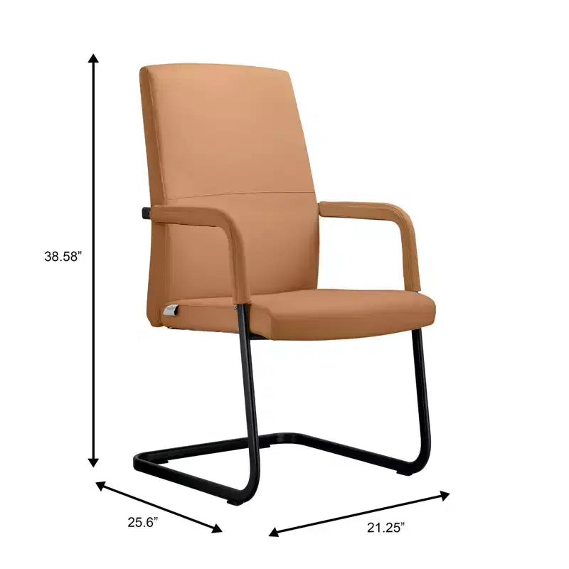 Modern Black Faux Leather Office Chair Sturdy Sled Base Ergonomic Desk Guest Seating