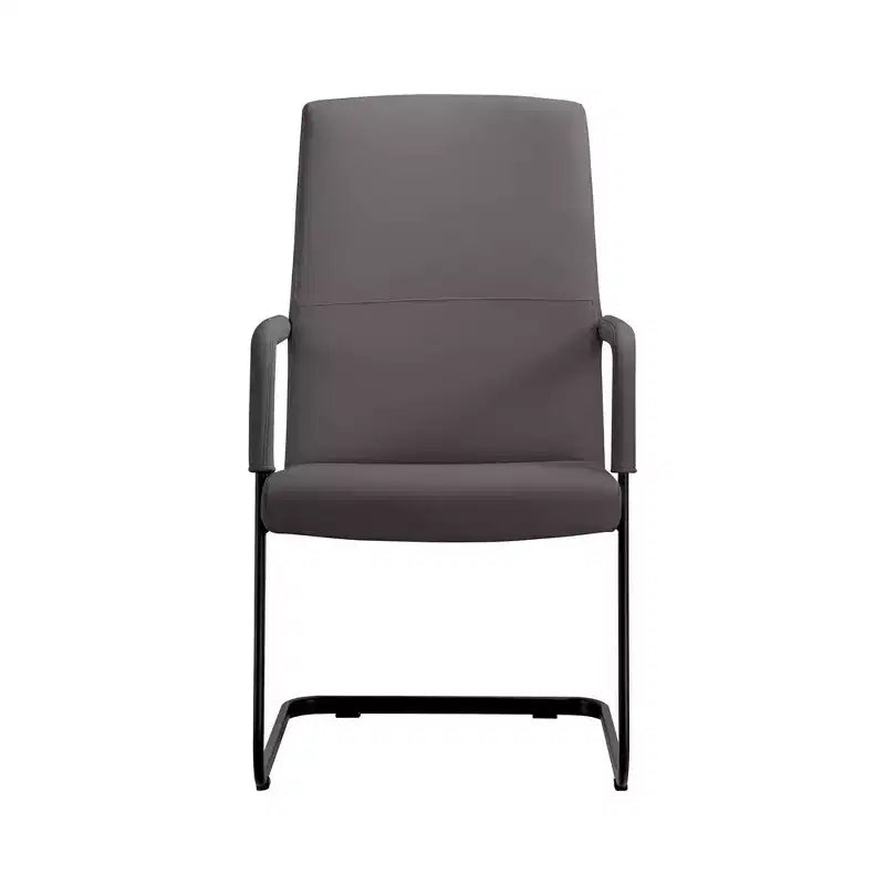Modern Black Faux Leather Office Chair Sturdy Sled Base Ergonomic Desk Guest Seating