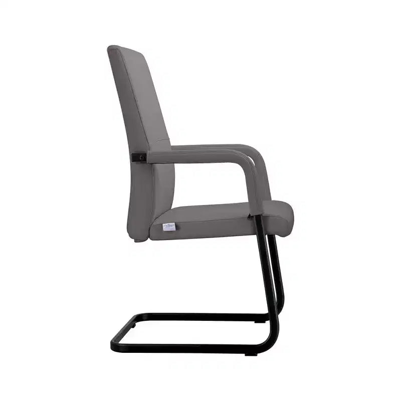 Modern Black Faux Leather Office Chair Sturdy Sled Base Ergonomic Desk Guest Seating