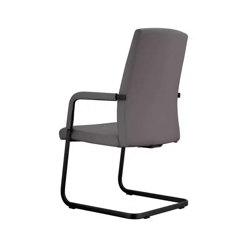 Modern Black Faux Leather Office Chair Sturdy Sled Base Ergonomic Desk Guest Seating