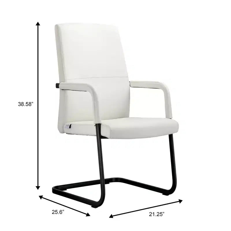 Modern Black Faux Leather Office Chair Sturdy Sled Base Ergonomic Desk Guest Seating