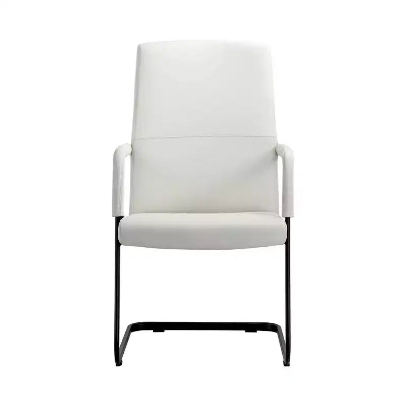 Modern Black Faux Leather Office Chair Sturdy Sled Base Ergonomic Desk Guest Seating