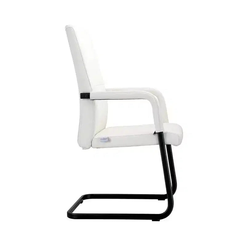 Modern Black Faux Leather Office Chair Sturdy Sled Base Ergonomic Desk Guest Seating