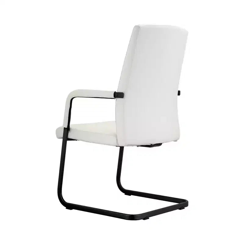 Modern Black Faux Leather Office Chair Sturdy Sled Base Ergonomic Desk Guest Seating