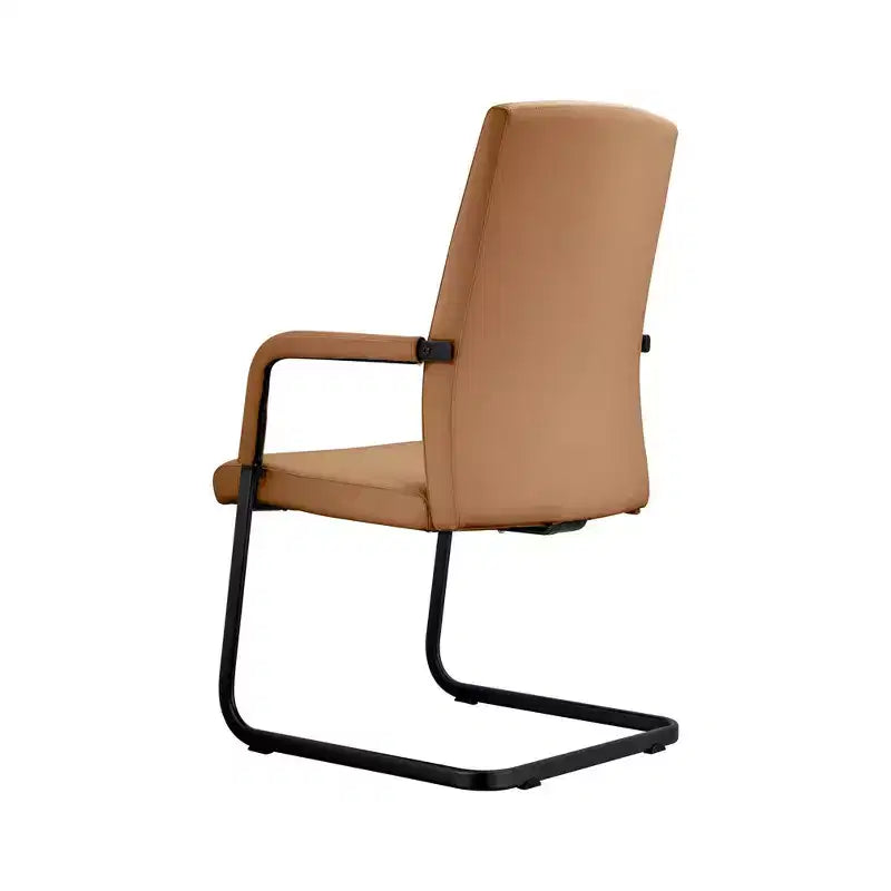 Modern Black Faux Leather Office Chair Sturdy Sled Base Ergonomic Desk Guest Seating
