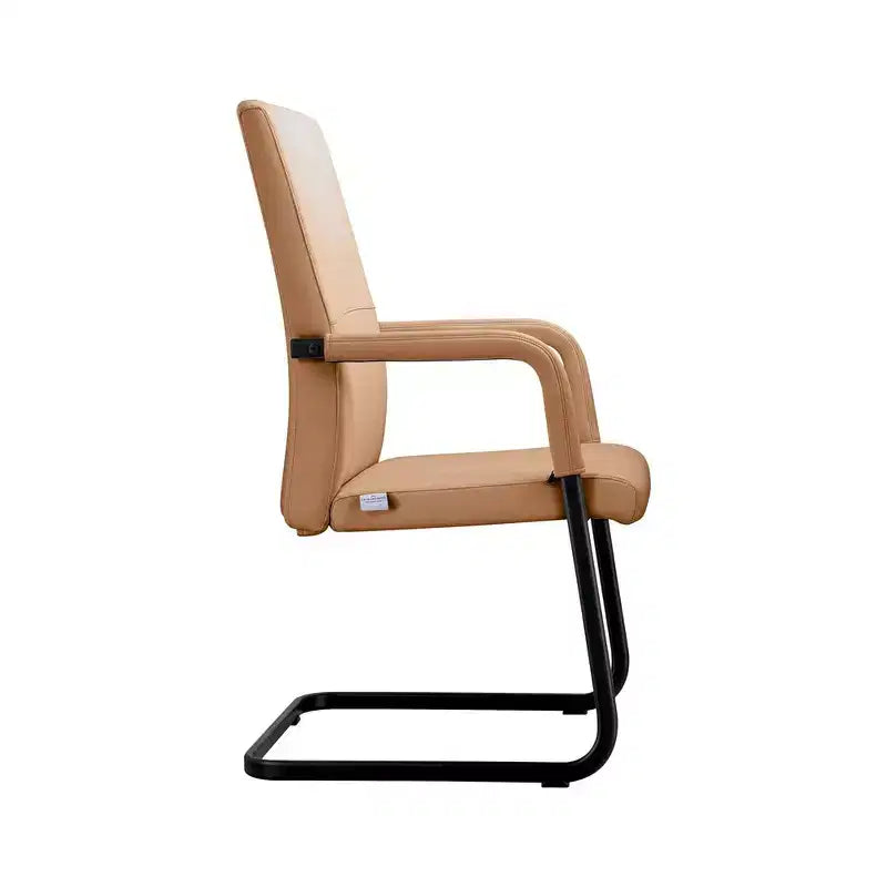 Modern Black Faux Leather Office Chair Sturdy Sled Base Ergonomic Desk Guest Seating