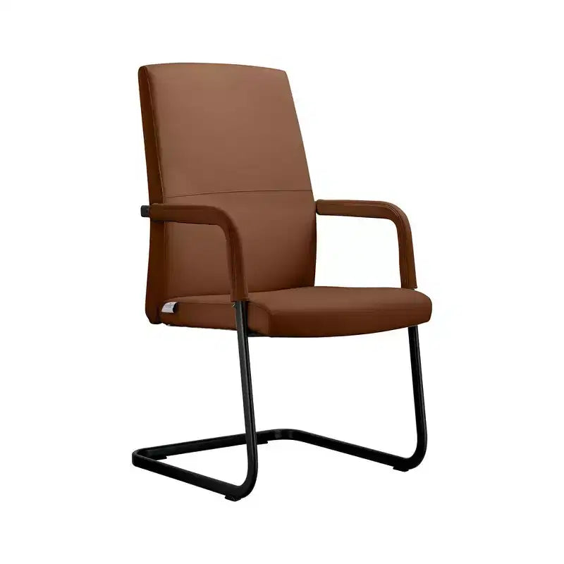 Modern Black Faux Leather Office Chair Sturdy Sled Base Ergonomic Desk Guest Seating