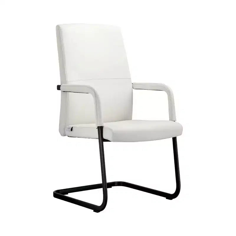 Modern Black Faux Leather Office Chair Sturdy Sled Base Ergonomic Desk Guest Seating