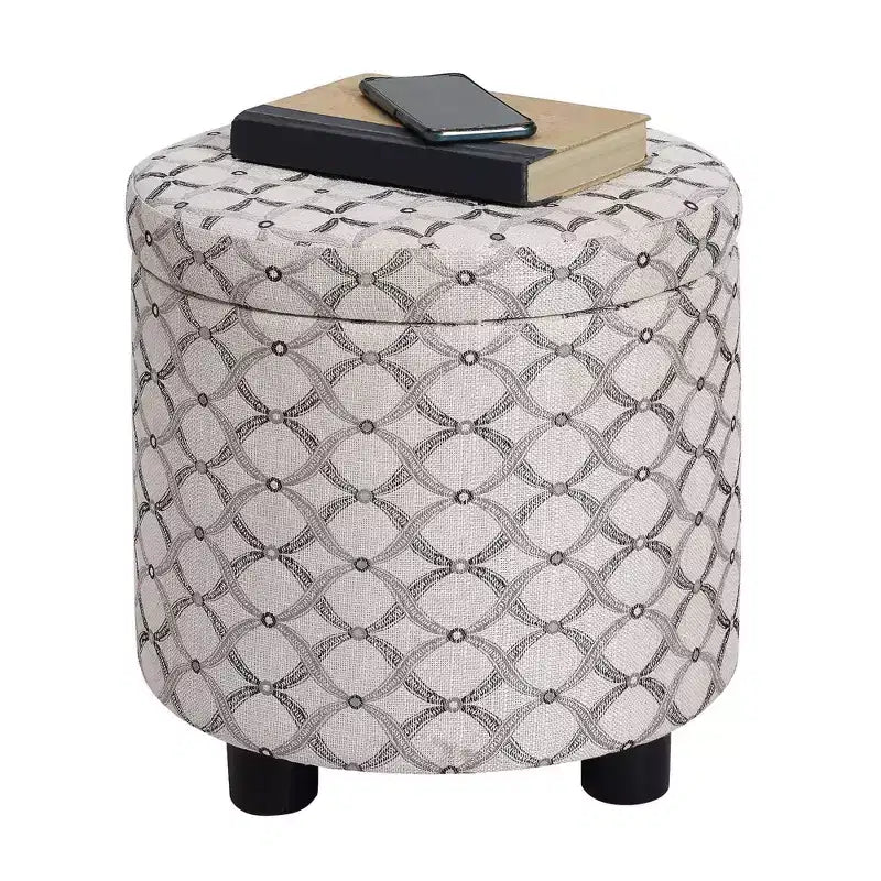 Round Accent Storage Ottoman with Reversible Tray Lid