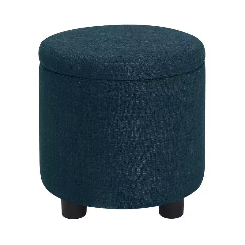 Round Accent Storage Ottoman with Reversible Tray Lid