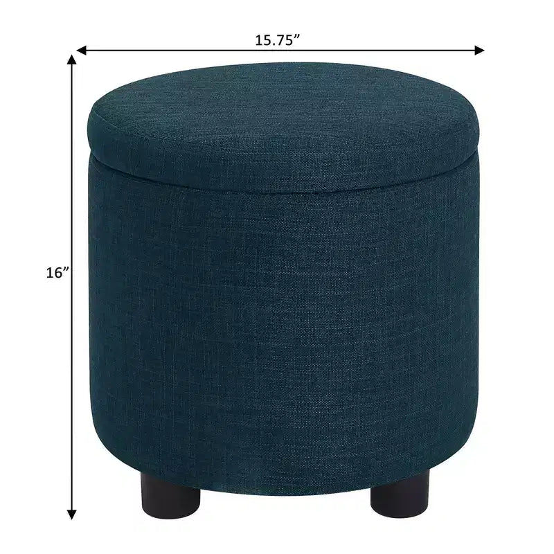 Round Accent Storage Ottoman with Reversible Tray Lid