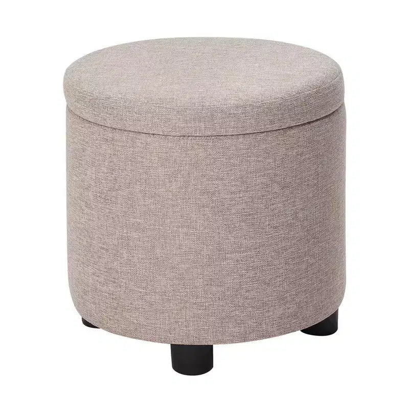 Round Accent Storage Ottoman with Reversible Tray Lid