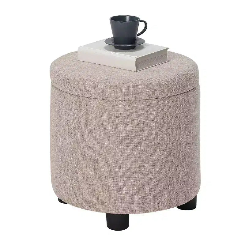 Round Accent Storage Ottoman with Reversible Tray Lid