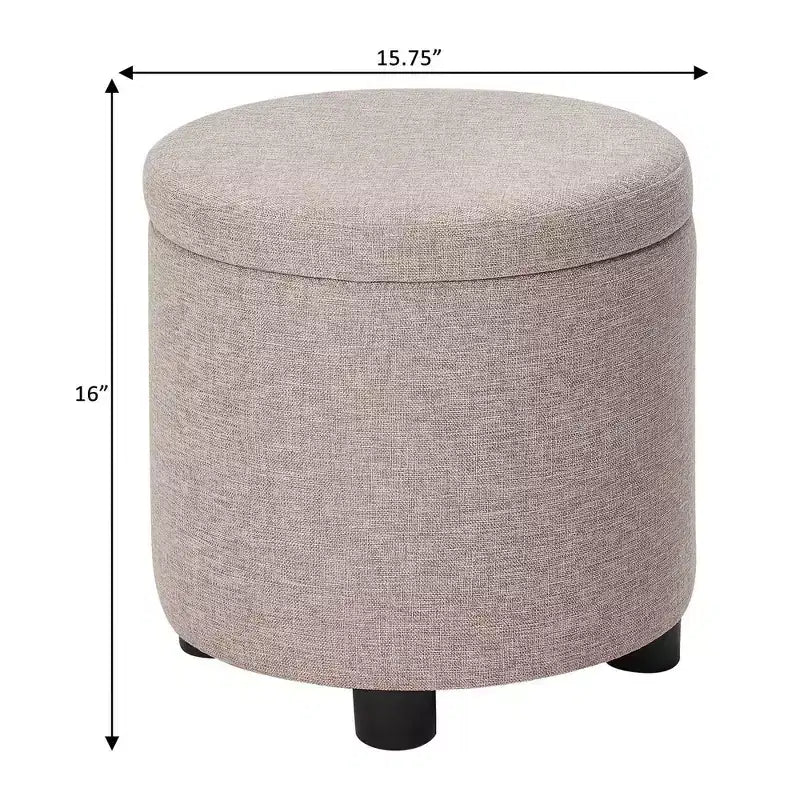 Round Accent Storage Ottoman with Reversible Tray Lid