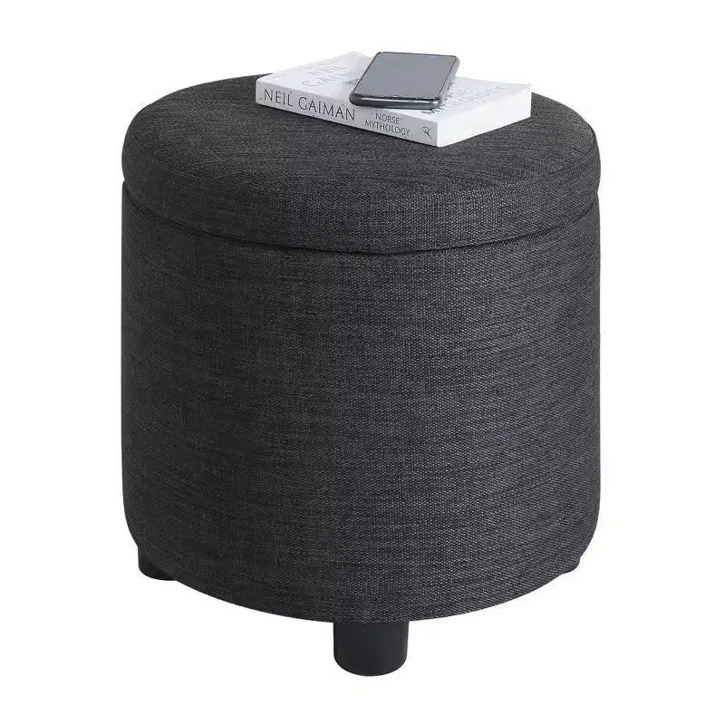 Round Accent Storage Ottoman with Reversible Tray Lid