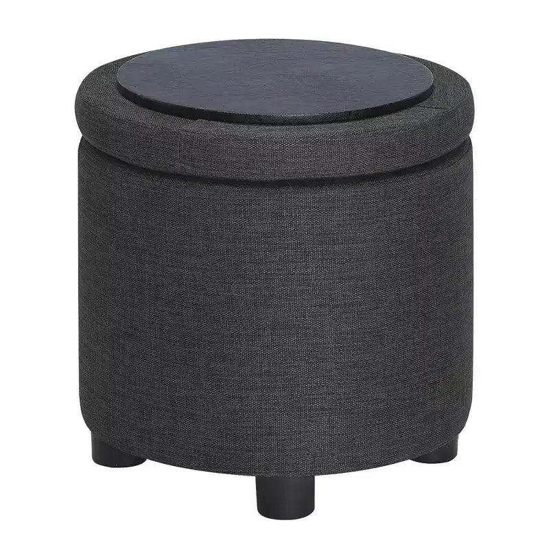 Round Accent Storage Ottoman with Reversible Tray Lid
