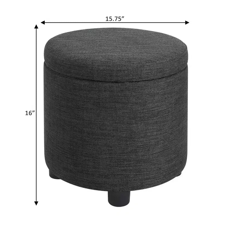 Round Accent Storage Ottoman with Reversible Tray Lid