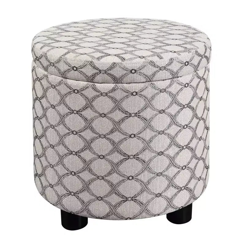 Round Accent Storage Ottoman with Reversible Tray Lid