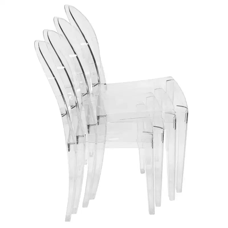 Acrylic Modern Chair, Mid-Century Ghost Chair with Molded Seat, Ideal for Dining Room, Kitchen, Office, Lounge, Cafe, or Workspace