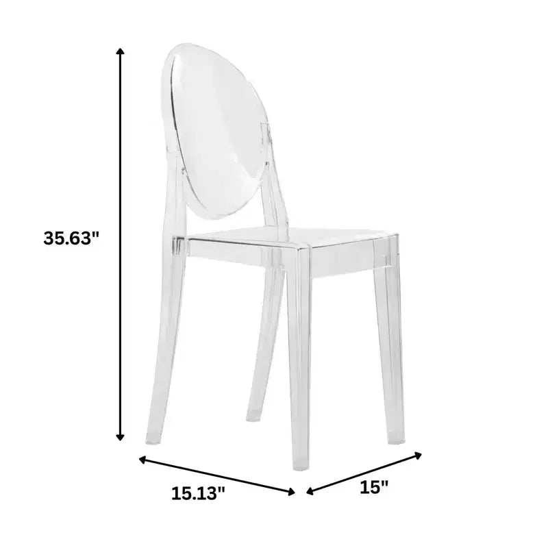 Acrylic Modern Chair, Mid-Century Ghost Chair with Molded Seat, Ideal for Dining Room, Kitchen, Office, Lounge, Cafe, or Workspace