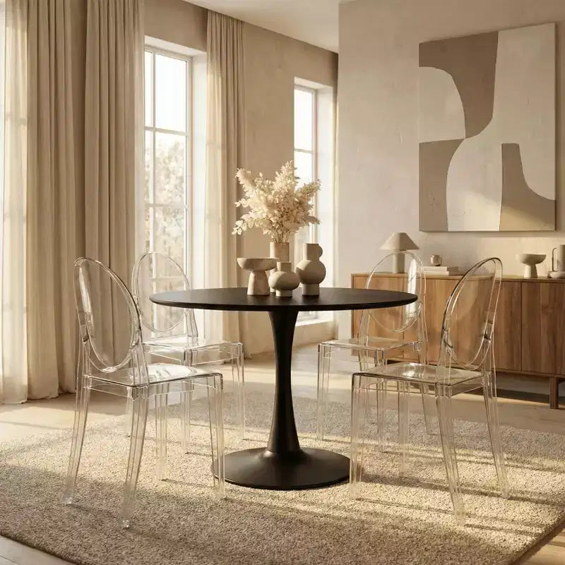 Acrylic Modern Chair, Mid-Century Ghost Chair with Molded Seat, Ideal for Dining Room, Kitchen, Office, Lounge, Cafe, or Workspace