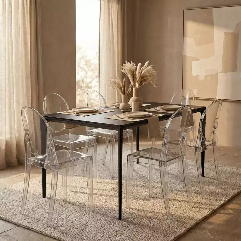 Acrylic Modern Chair, Mid-Century Ghost Chair with Molded Seat, Ideal for Dining Room, Kitchen, Office, Lounge, Cafe, or Workspace